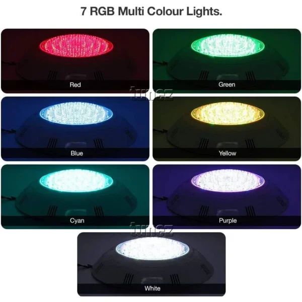 ⁦12v 35w LED كشاف مسبح لطش بلاستك ملون بدون ريموت فلات مطلي بالرزن⁩ - الصورة ⁦2⁩